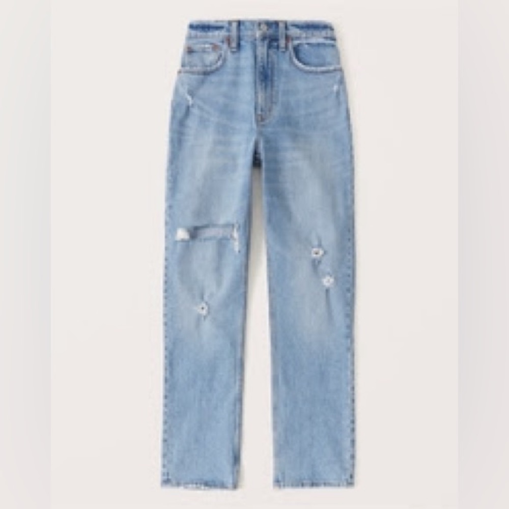 Abercrombie Ultra High Rise 90s Straight Jeans Light Ripped 25R